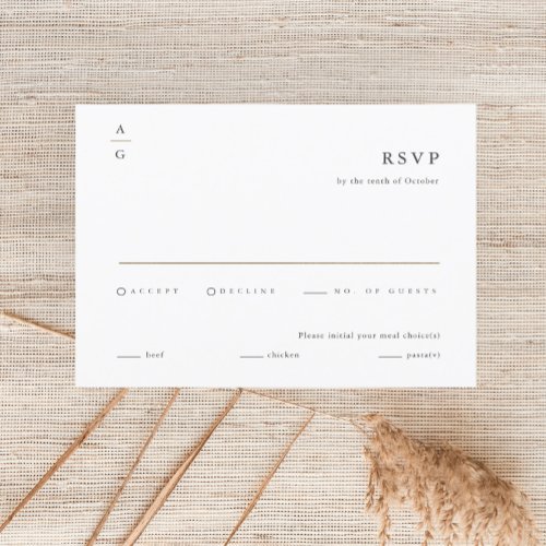 Elegant Modern Black and White Wedding RSVP Card