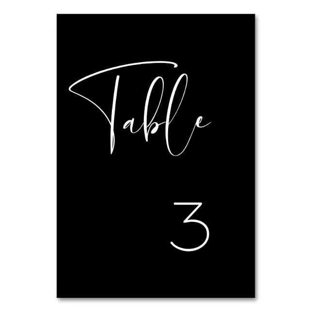 Elegant & modern black and white wedding table number (Front)