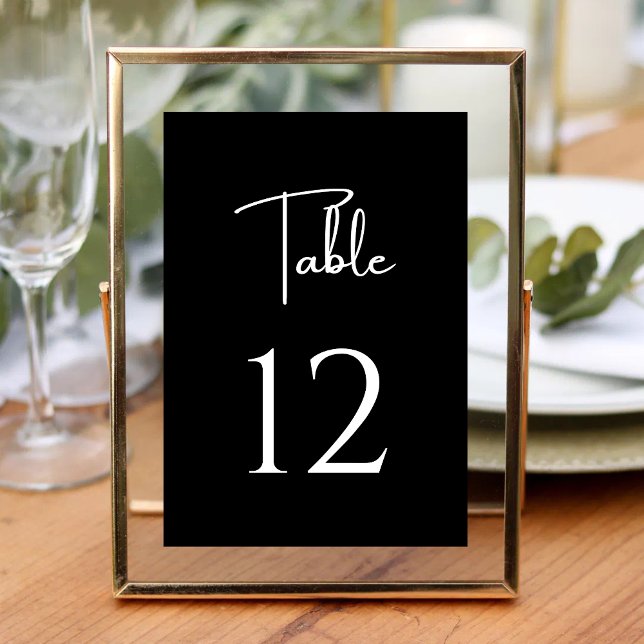 Elegant & Modern Black and White Wedding Table Number (Creator Uploaded)