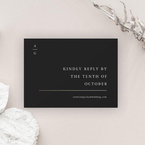 Elegant Modern Black and White Wedding Website RSVP Card