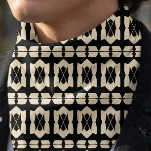 Elegant Modern Black Beige Geometric Art Deco Bandana