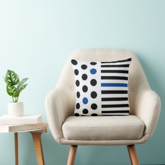 Elegant, Modern Black & Blue Stripes & Polka Dots 