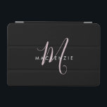 Elegant Modern Black Blush Pink Script Monogram iPad Mini Cover<br><div class="desc">Elegant Modern Black Blush Pink Script Monogram iPad Mini Cover.  An elegant Blush Pink script monogram combined with a clean white san-serif font makes for a contemporary look.</div>
