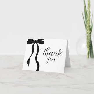 Elegant Modern Black Bow Birthday Thank You Card