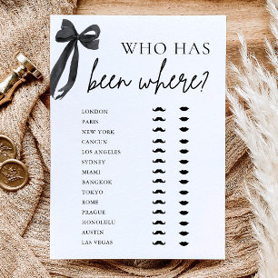 Elegant Modern Black Bow Who Has Been Where Game Invitation