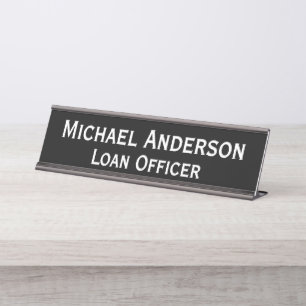Elegant Modern Black Business Custom Office  Desk Name Plate