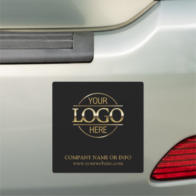 Elegant Modern Black Business Logo Promotional Car Magnet (In Situ)