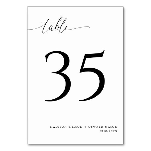 Elegant Modern Black Calligraphy Wedding 35 Table Number
