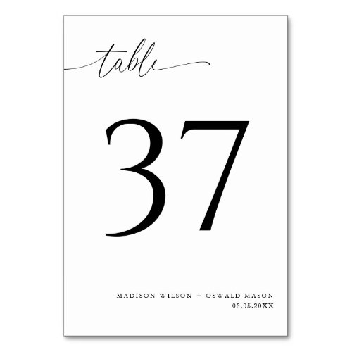 Elegant Modern Black Calligraphy Wedding 37 Table Number