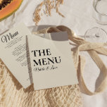 Elegant Modern Black Cream Bold Retro Wedding Menu<br><div class="desc">A colorful retro funky modern bright  wedding dinner menu. Which features chic template design of boho vintage creamy ivory background and black typography . Perfect and matching with the whole suite.</div>