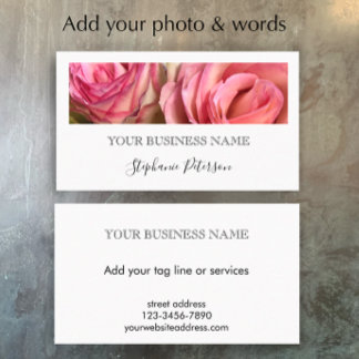 Elegant Modern Black Custom Floral Photo Template  Business Card