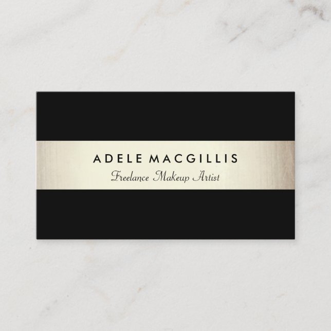 Elegant Modern Black Faux Gold Foil Business Card (Front)