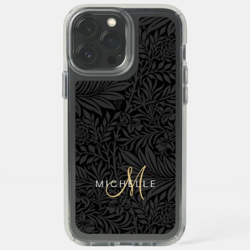 Elegant Modern Black Floral Botanical Monogram Speck iPhone 13 Pro Max Case