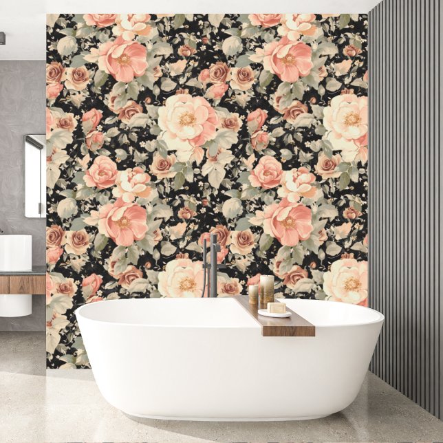 Elegant Modern Black Floral Pattern Wallpaper (Creator Uploaded)
