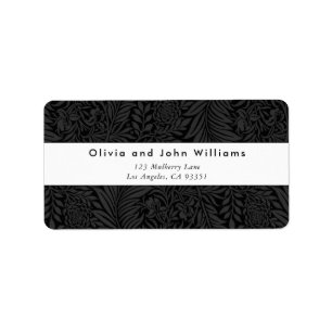 Elegant Modern Black Floral Return Address Labels