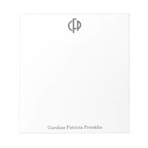 Elegant Modern Black Geometric Monogram Initials Notepad