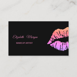 Elegant Modern Black ,Glitter Lips Business Card