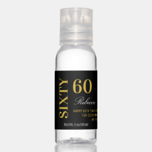 Elegant Modern Black & Gold 60 Birthday Party  Hand Sanitizer