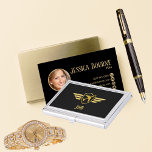 Elegant Modern Black Gold Airplane Monogram Business Card Case<br><div class="desc">Drop a suttle hint with this unique business card holder that you're a Pilot :) Personalize it by adding your initials.

Copyright Soar In Style Designs.</div>