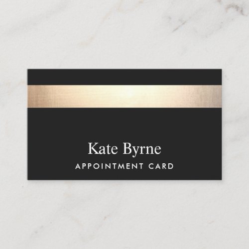 Elegant Modern Black Gold  Appointment Reminder Business Card