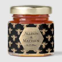 Elegant Modern Black Gold Bee Wedding