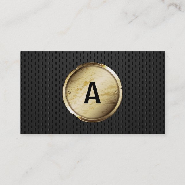 Elegant Modern Black Gold Brushed Metal Business Card (Front)