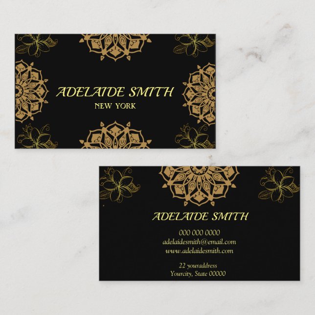 elegant modern black gold business card (Front/Back)