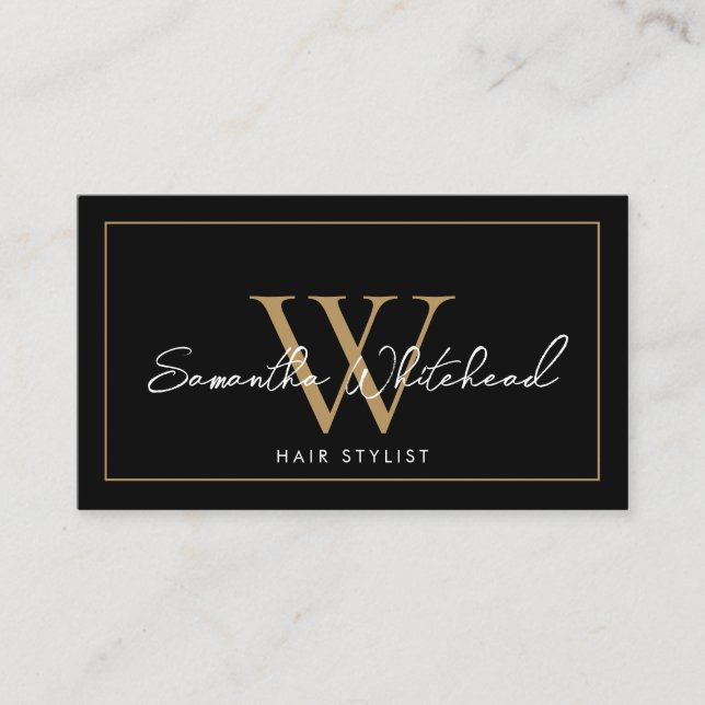 Elegant Modern Black Gold  Business Card (Front)