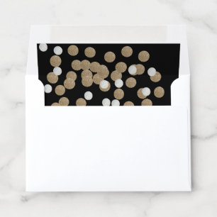 elegant modern Black Gold Confetti Holiday Party Envelope Liner