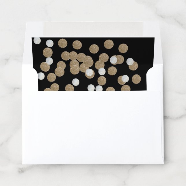 elegant modern Black Gold Confetti Holiday Party Envelope Liner (In Envelope)