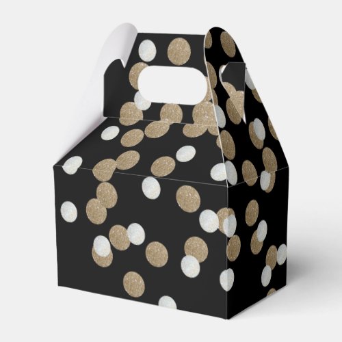elegant modern Black Gold Confetti Holiday Party Favor Boxes