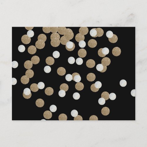 elegant modern Black Gold Confetti Holiday Party Postcard