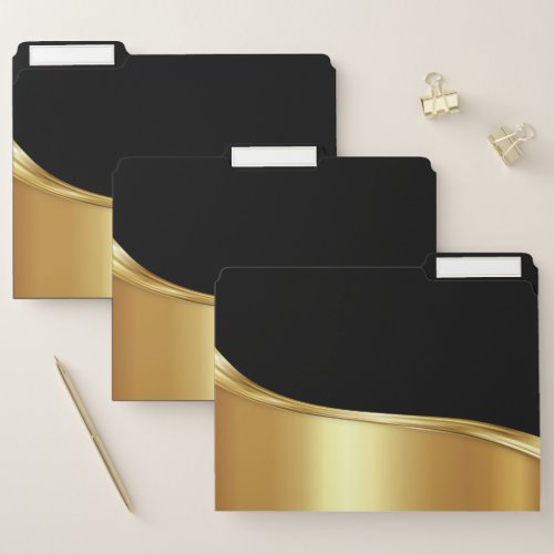 Elegant Modern Black Gold File Folder