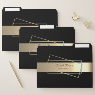 Elegant Modern Black Gold Frame, Stripe File Folder