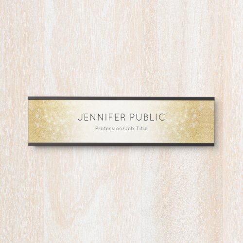 Elegant Modern Black Gold Glitter Glamour Template Door Sign
