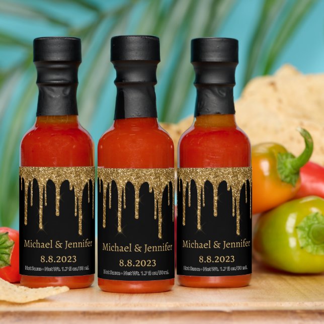 elegant  modern black gold glitters wedding favors hot sauces (Multi)