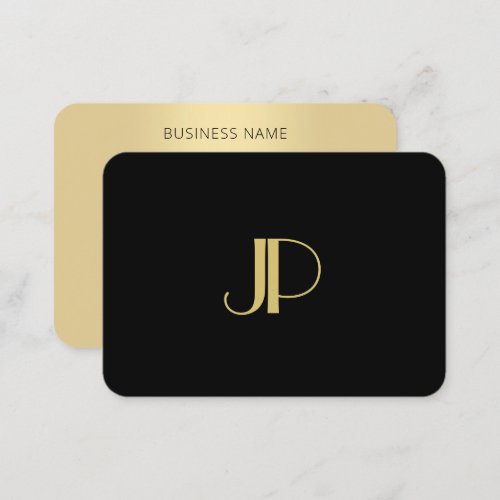 Elegant Modern Black Gold Monogram Template Business Card
