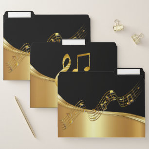 Elegant Modern Black Gold Music Note File Folder
