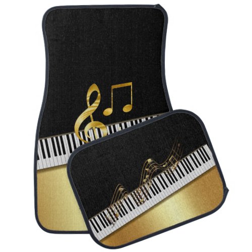 Elegant Modern Black Gold Music NotesPiano Keys   Car Floor Mat