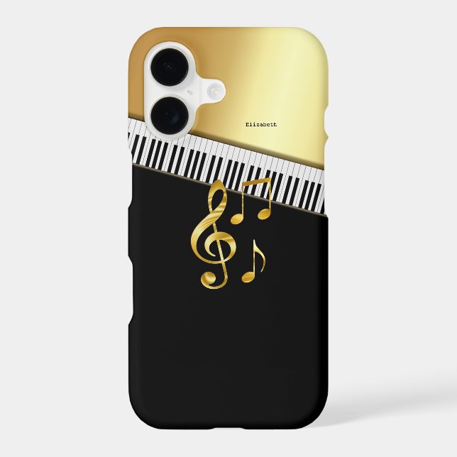 Elegant Modern Black Gold Music Notes,Piano Keys Case-Mate iPhone Case (Back)