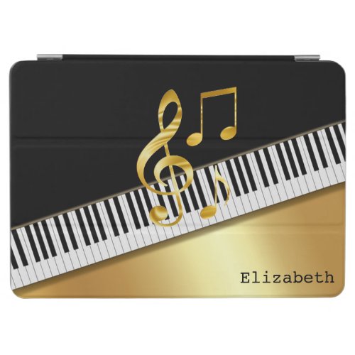 Elegant Modern Black Gold Music NotesPiano Keys   iPad Air Cover