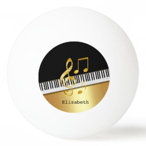 Elegant Modern Black Gold Music Notes,Piano Keys   Ping Pong Ball