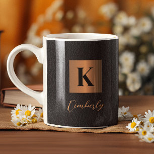 Elegant modern black gold name script monogrammed coffee mug