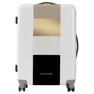Elegant Modern Black Gold Neutral Personalized Luggage