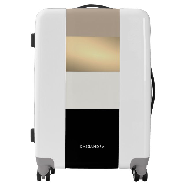Elegant Modern Black Gold Neutral Personalized Luggage (Front)