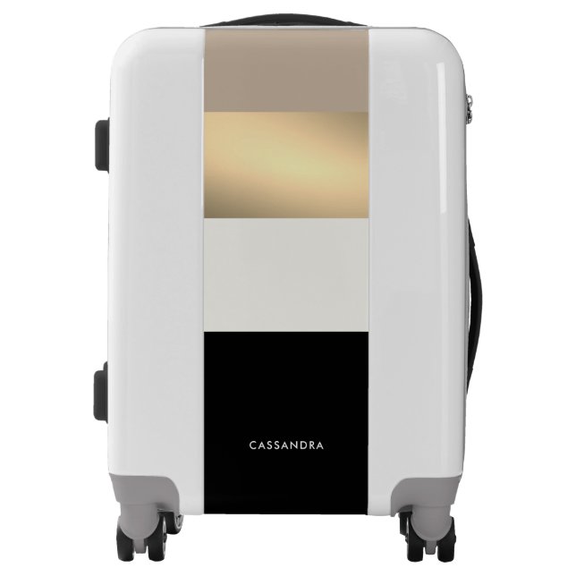 Elegant Modern Black Gold Neutral Personalized Luggage (Front)