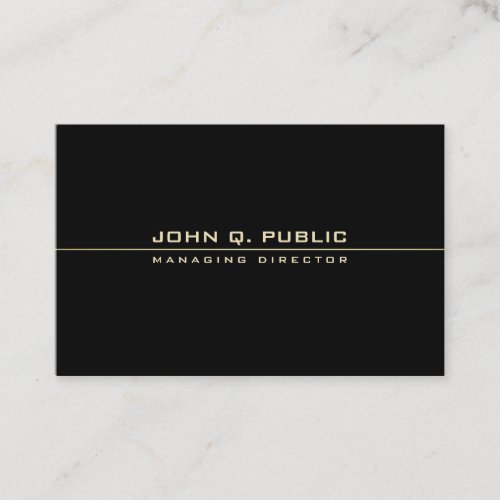 Elegant Modern Black Gold Professional Plain Top Business Card