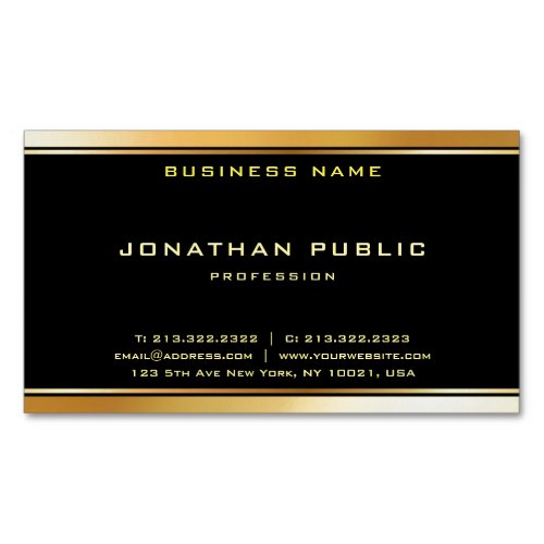 Elegant Modern Black Gold Professional Template Business Card Magnet