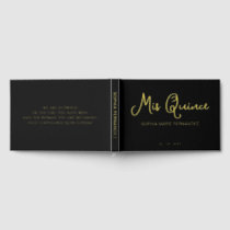Elegant Modern Black Gold Quinceañera Guest Book