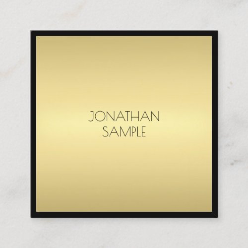 Elegant Modern Black Gold Sophisticated Glam Luxe Square Business Card